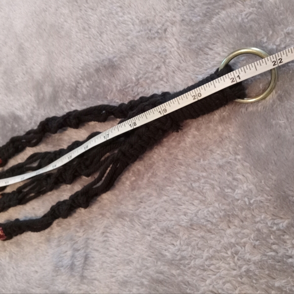 Plant Hanger Macrame Black Floral Beads Set Of 2 With Rings Handmade Small Med - Picture 15 of 15